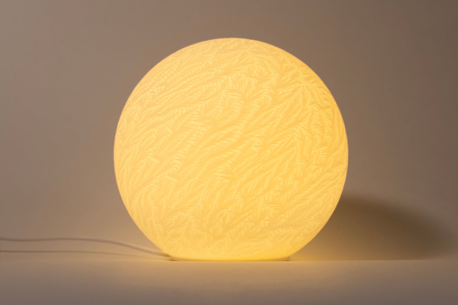 3D printed frost inspired lamp with delicate pattern and ambient glow